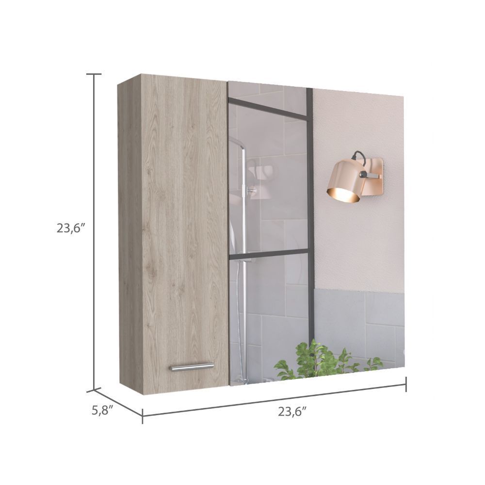 Leoglint Sines Medicine Cabinet, Four Internal Shelves, Double Door -Light Gray