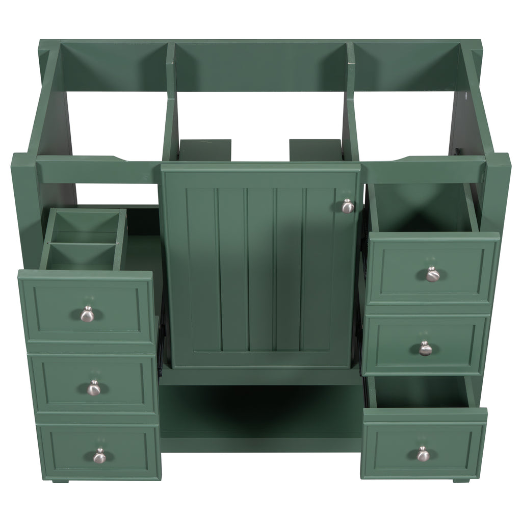 Leoglint 36" Bathroom Vanity without Sink, Cabinet Base Only, One Cabinet and three Drawers, Green