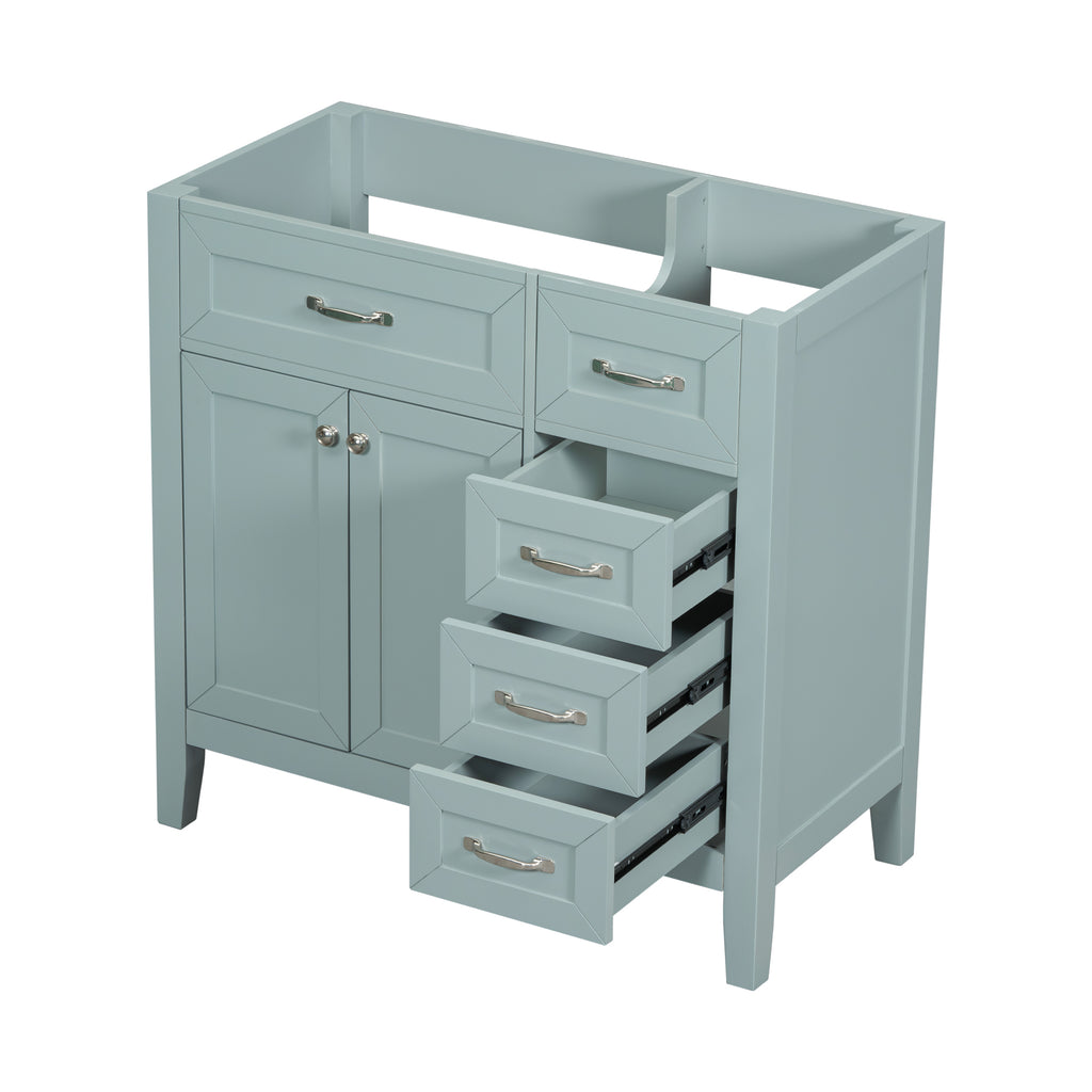 Leoglint 36" Bathroom Vanity without Sink, Cabinet Base Only, Bathroom Cabinet with Drawers, Solid Frame and MDF Board, Green