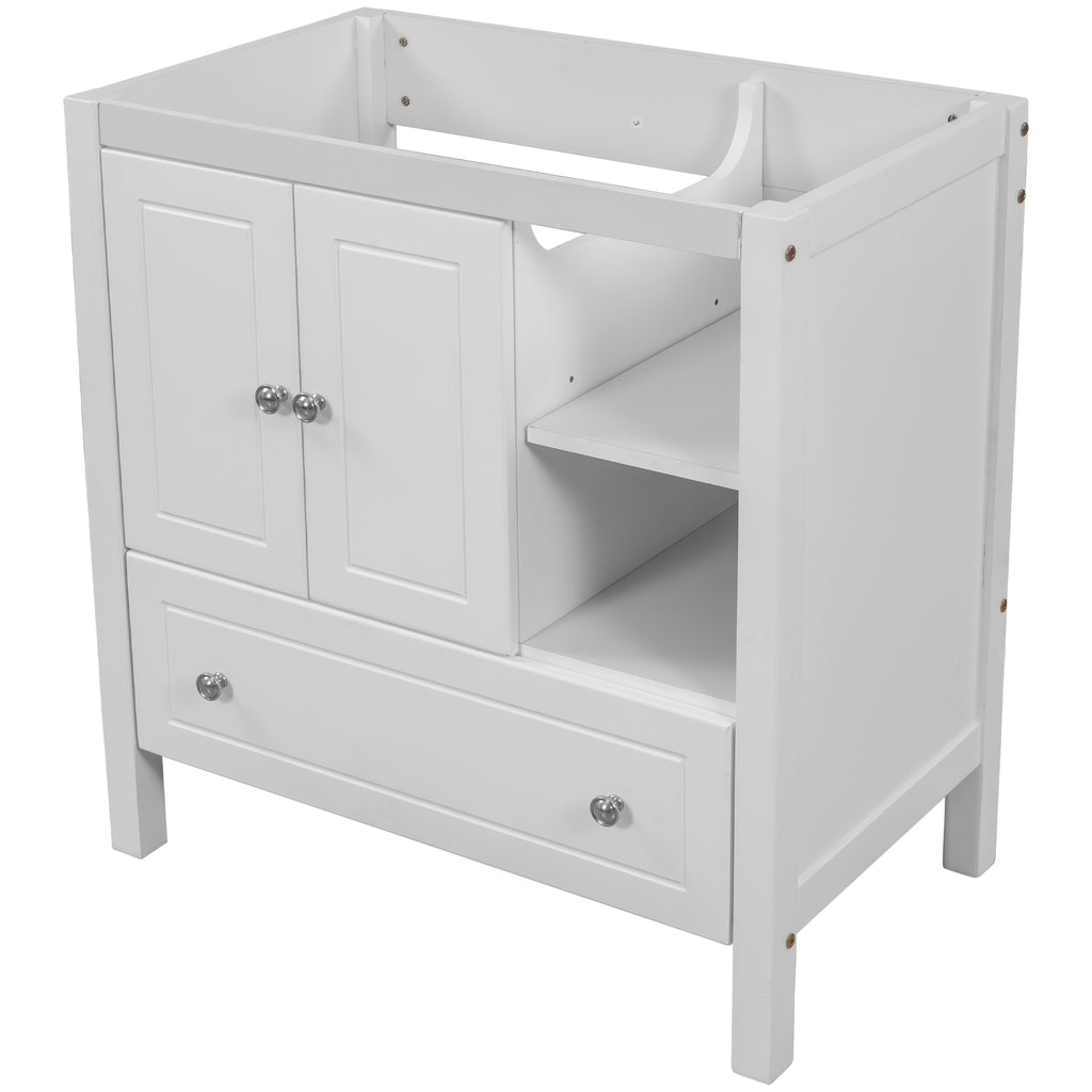 Leoglint 30" Bathroom Vanity Base Only, Solid Wood Frame, Bathroom Storage Cabinet with Doors and Drawers, White