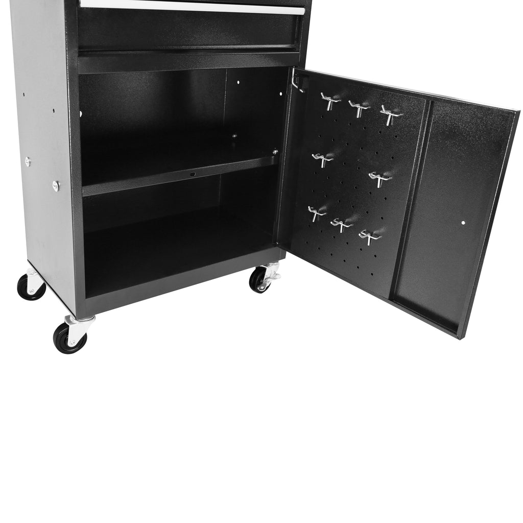 Leoglint Rolling Garage Workshop Organizer Detachable 5 Drawer Tool Chest with Large Storage Cabinet and Adjustable Shelf, Black