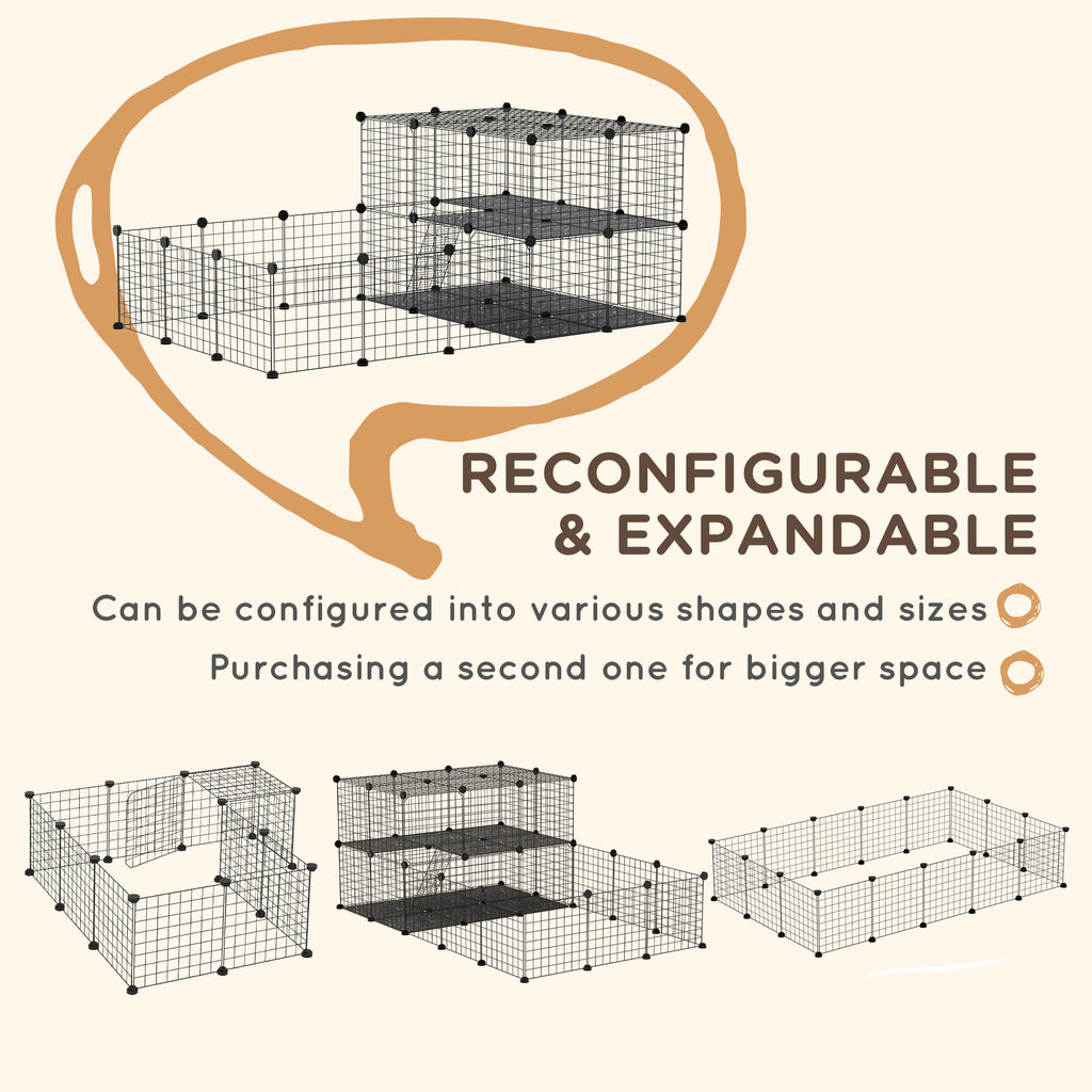 Leoglint 47 Panels Pet Playpen, Small Animal Playpen with Doors, Portable Metal Wire Yard Bunny Pen for Guinea Pigs, Chinchillas, 14" x 14"