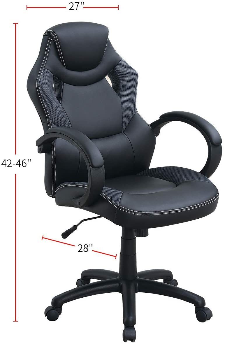 Leoglint Office Chair Upholstered 1pc Cushioned Comfort Chair Relax Gaming Office Work Black Color