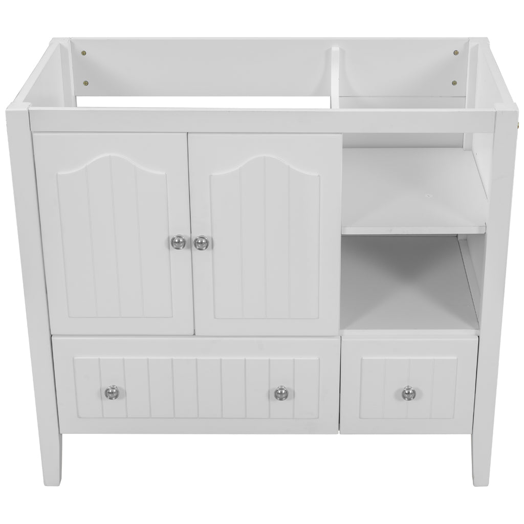 Leoglint 36" Bathroom Vanity Base Only, Solid Wood Frame and MDF Boards, White