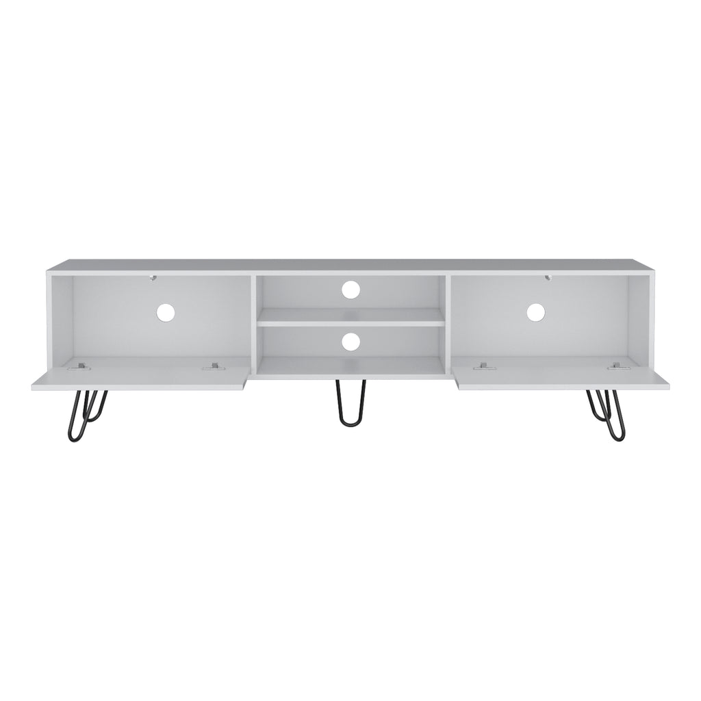 Leoglint Waco TV Stand, Hairpin Stand with Spacious Storage and Cable Management Holes, White