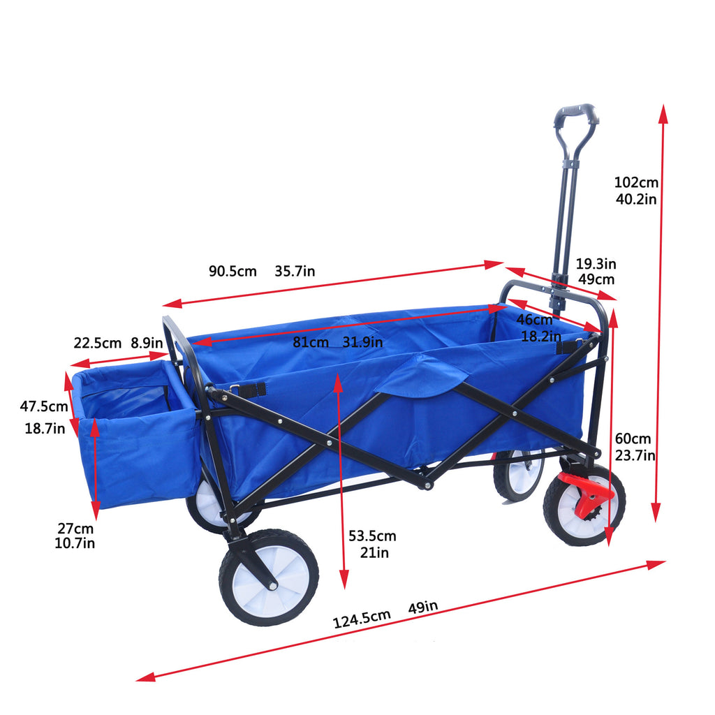 Leoglint Garden cart Folding Wagon Garden Shopping Beach Cart (Blue colour)