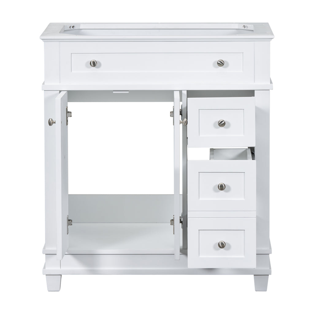 Leoglint 30" Bathroom Vanity Cabinet without Sink, Free Standing Vanity with 2 Drawers& Soft Closing Doors, Solid Wood Frame Bathroom Cabinet, White (NOT INCLUDE SINK)