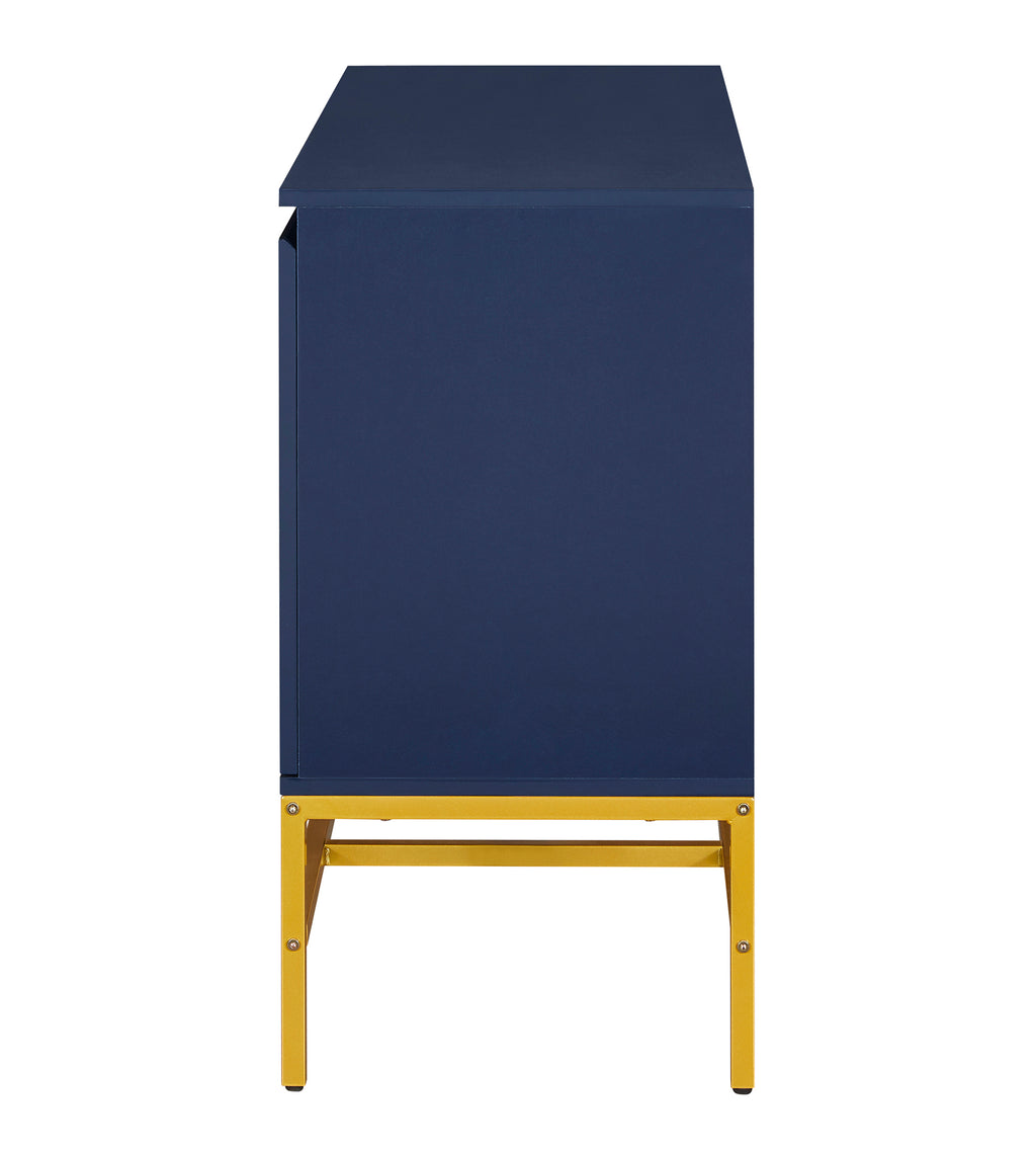 Leoglint TREXM Minimalist & Luxury Cabinet Two Door Sideboard with Gold Metal Legs for Living Room, Dining Room (Navy)