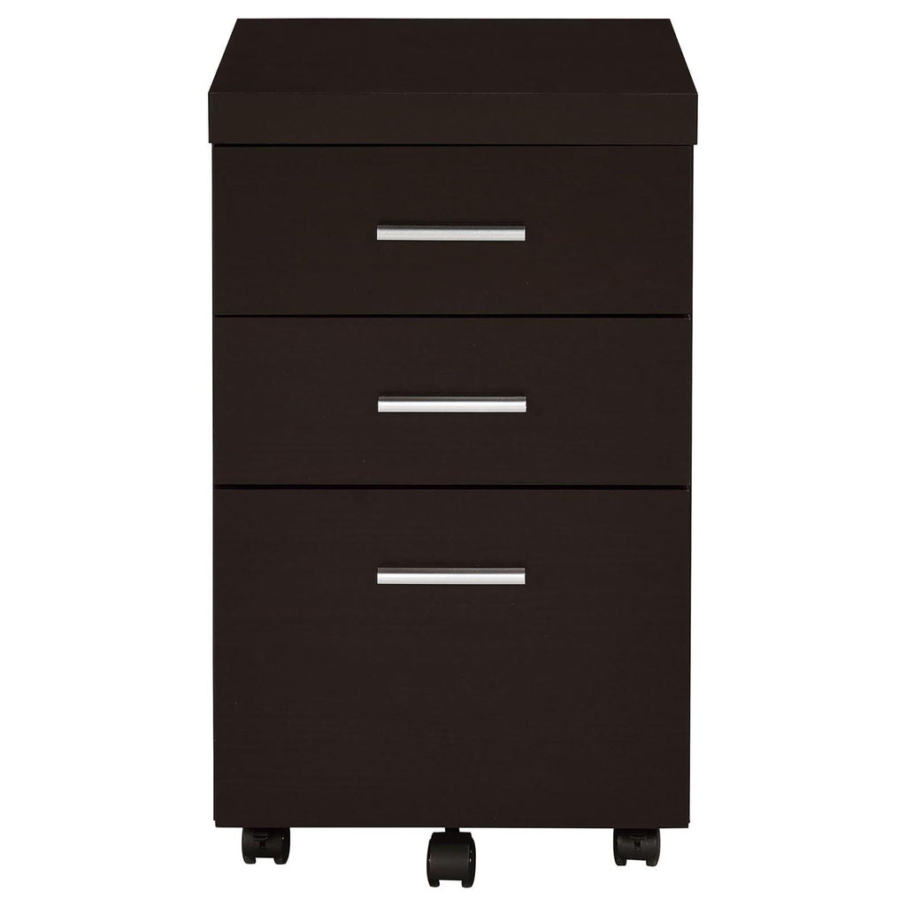 Leoglint Cappuccino 3-Drawer Mobile File Cabinet