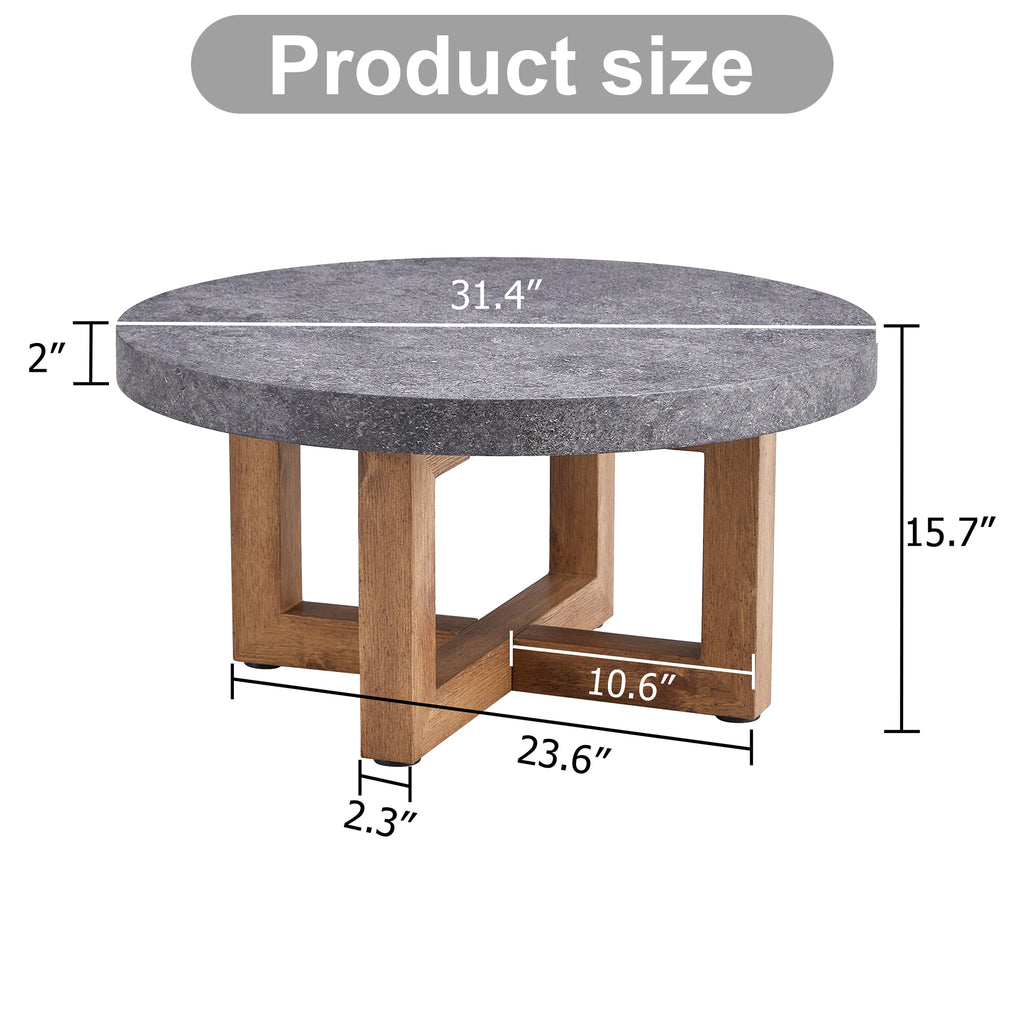 Leoglint A modern retro circular coffee table with a diameter of 31.4 inches, made of MDF material, suitable for living rooms