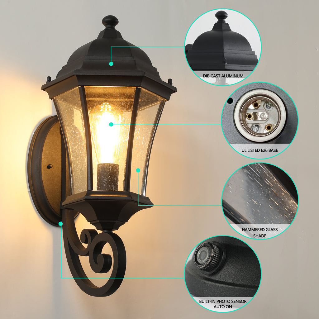 Leoglint Pendant Outdoor Waterproof Glass Retro Wall Lamp Chandelier with light sense