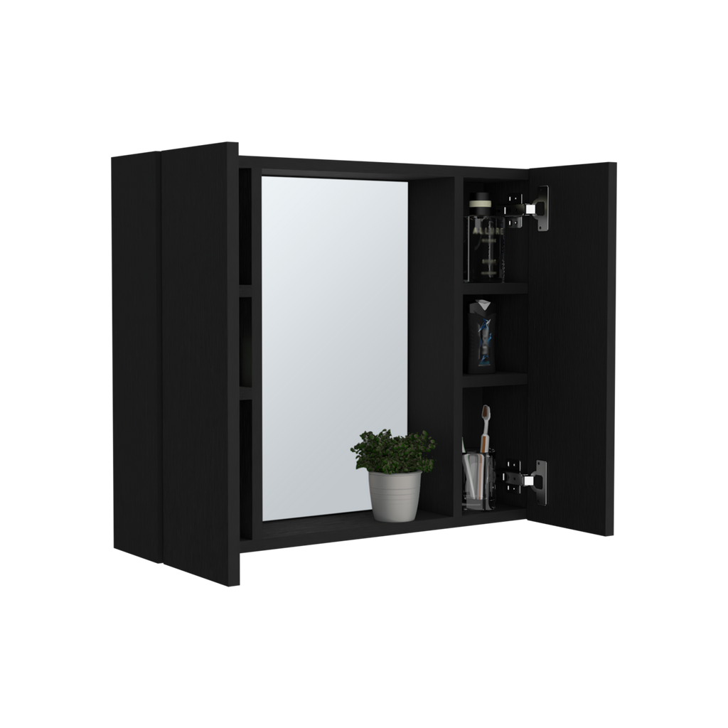 Leoglint Artemisa Medicine Cabinet, Double Door, Mirror, One External Shelf  -Black