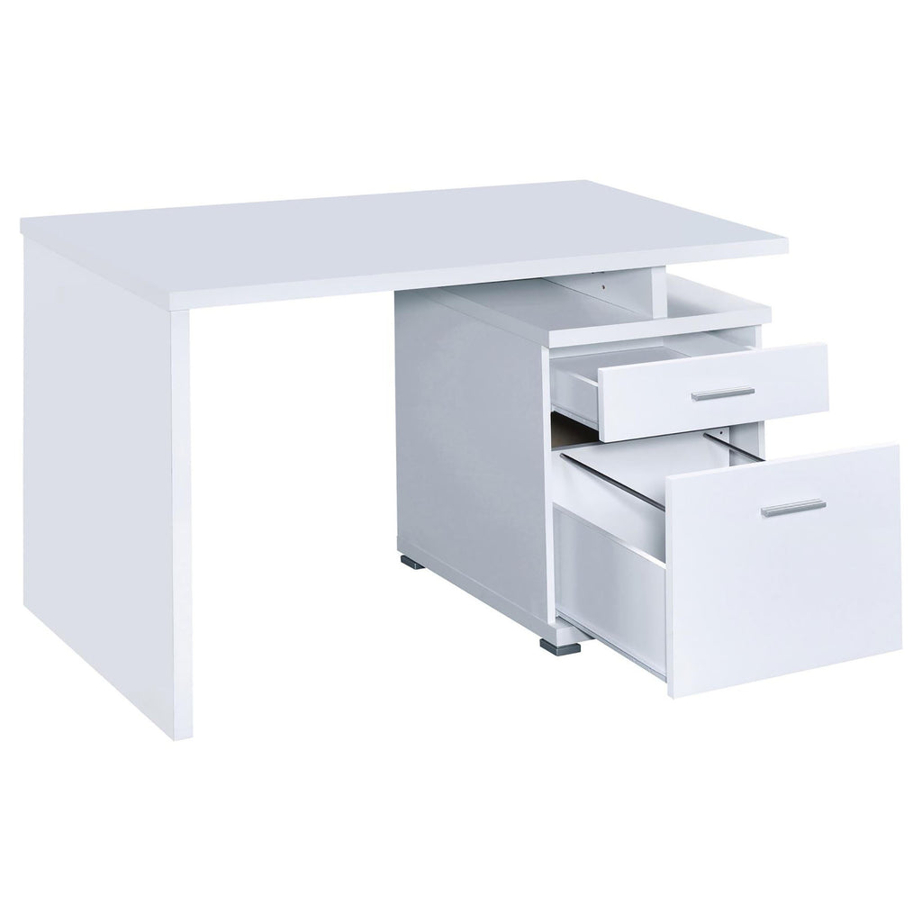 Leoglint White 2-Drawer Reversible Office Desk