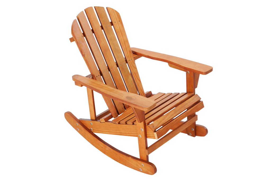 Leoglint Adirondack Rocking Outdoor Chair Solid Wood Chairs Finish Outdoor Furniture for Patio, Backyard, Garden - Walnut Brown