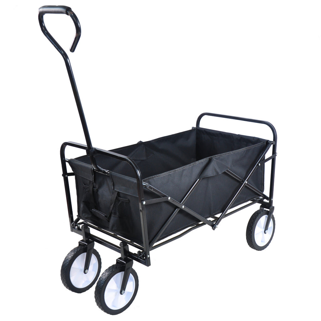 Leoglint Garden cart Folding Wagon Garden Shopping Beach Cart (Black)