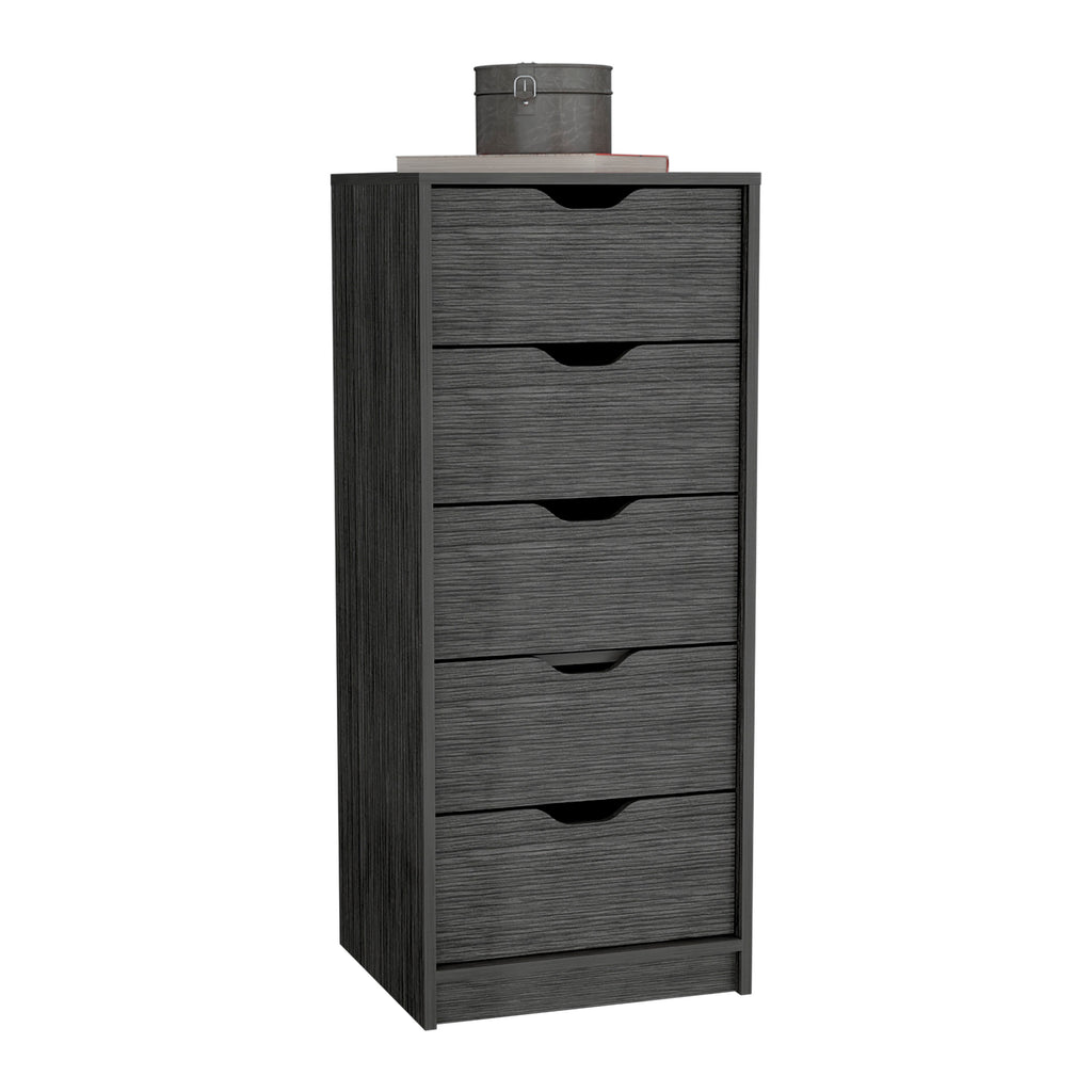 Leoglint Drawer Chest Dresser 42H" 5 Drawers Narrow Dresser, Slim Storage Chest of Drawers, Bedroom, Smokey Oak