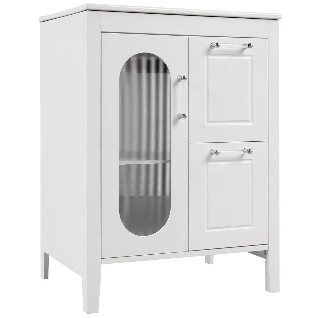 Leoglint 24" Bathroom Vanity with Sink, Bathroom Vanity Cabinet with Two Drawers and Door, Adjustable Shelf, Solid Wood and MDF, White