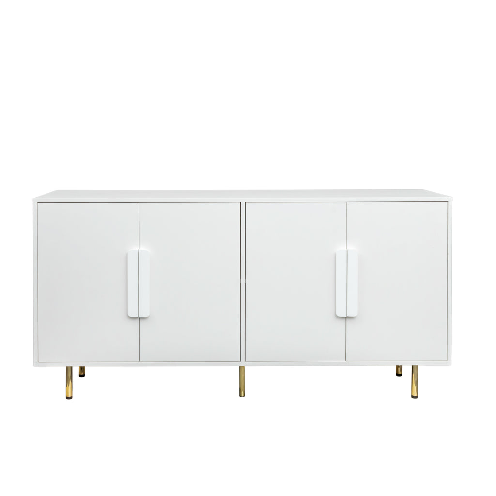 Leoglint Tv Stand,Sideboard Buffet Cabinet with Storage Modern Storage Cabinets with 4 Doors with Handle for Living Room Dining Room Entryway, White