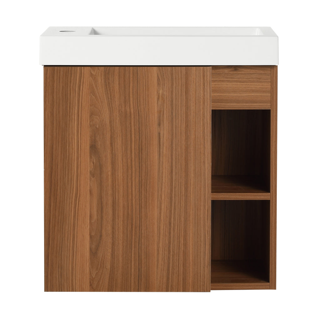 Leoglint 20'' Floating Wall-Mounted Bathroom Vanity with White Resin Sink & Soft-Close Cabinet Door