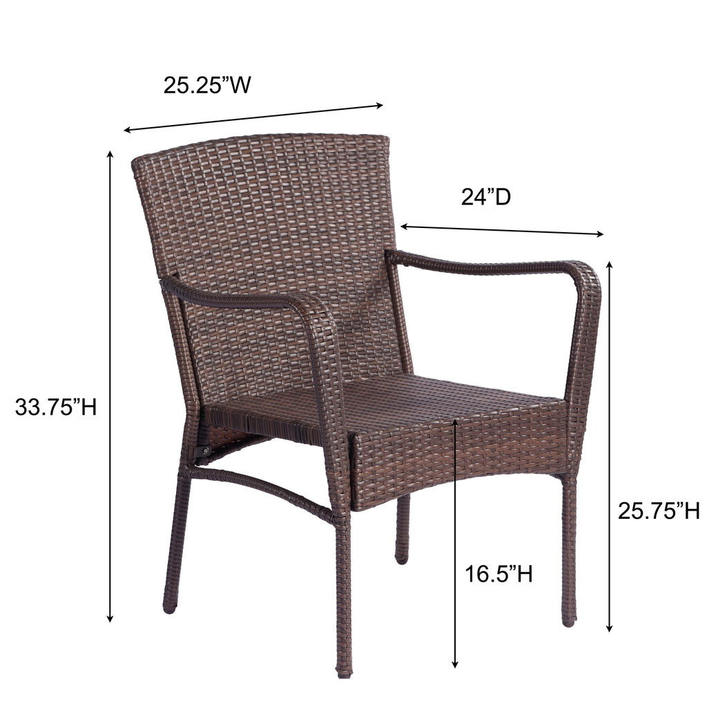 Leoglint 3 Pieces Outdoor Seating Group Furniture, PE Rattan Patio Furniture,Outdoor Chair, Wicker Patio Chairs Set, Patio Bistro Sets, Outdoor Conversation Sets - Brown