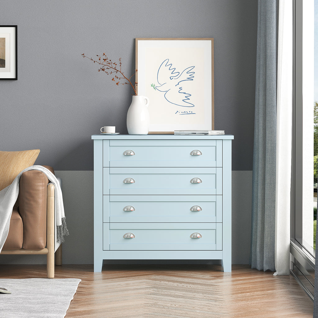 Leoglint Drawer DresserBAR CABINET side cabinet,buffet sideboard,buffet service counter,solid wood frame,plasticdoor panel,retro shell handle,applicable to dining room,living room,kitchen corridor,Grayish Blue