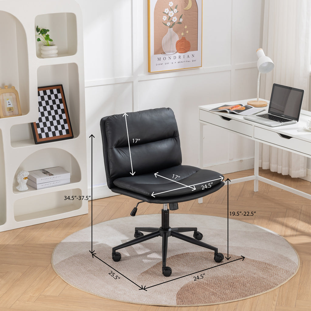 Leoglint Bizerte Adjustable Swivel Criss-Cross Chair, Wide Seat/ Office Chair /Vanity Chair, Black