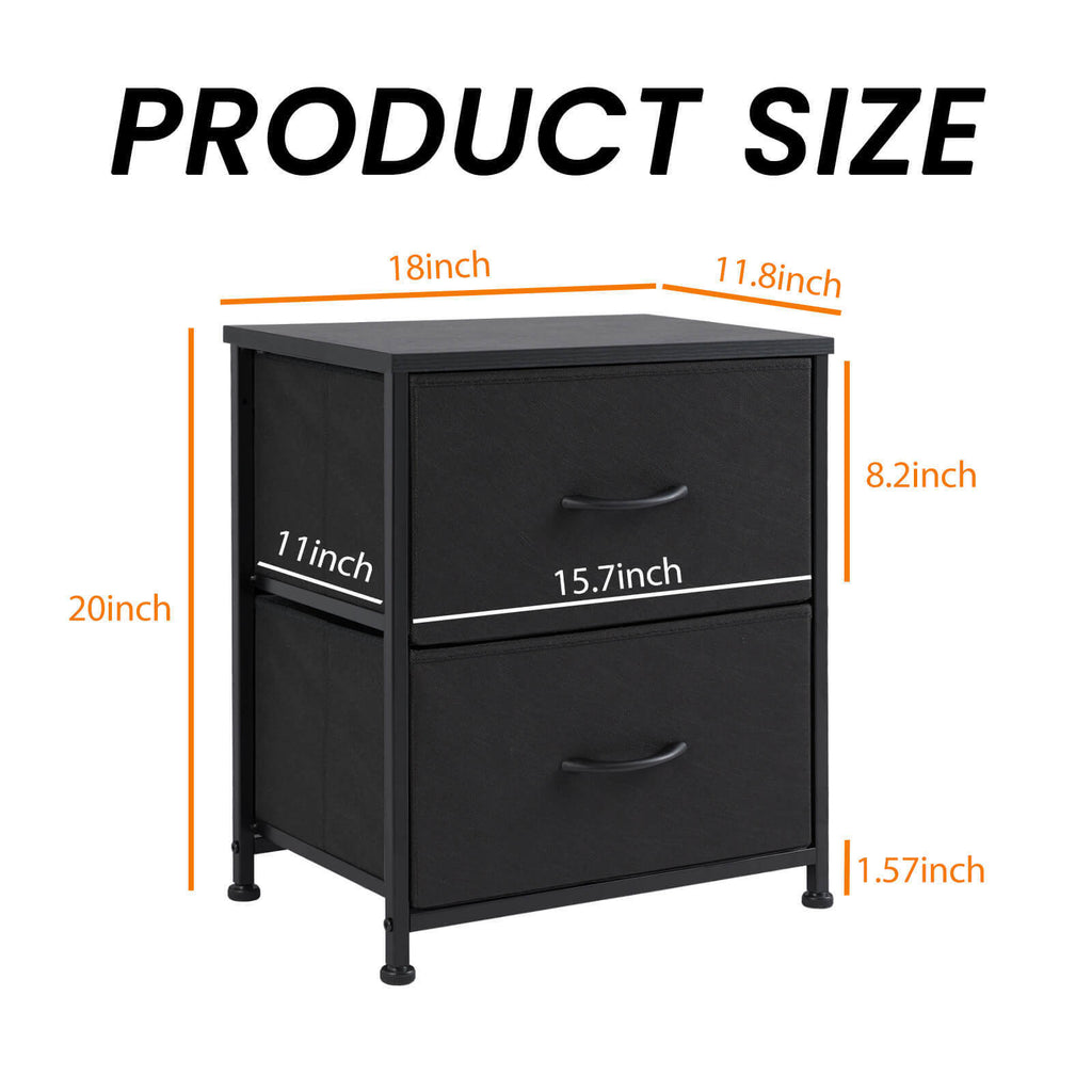 Leoglint Drawer Chest Drawers Dresser Chest of Drawers,Metal Frame and Wood Top,2bc,Black