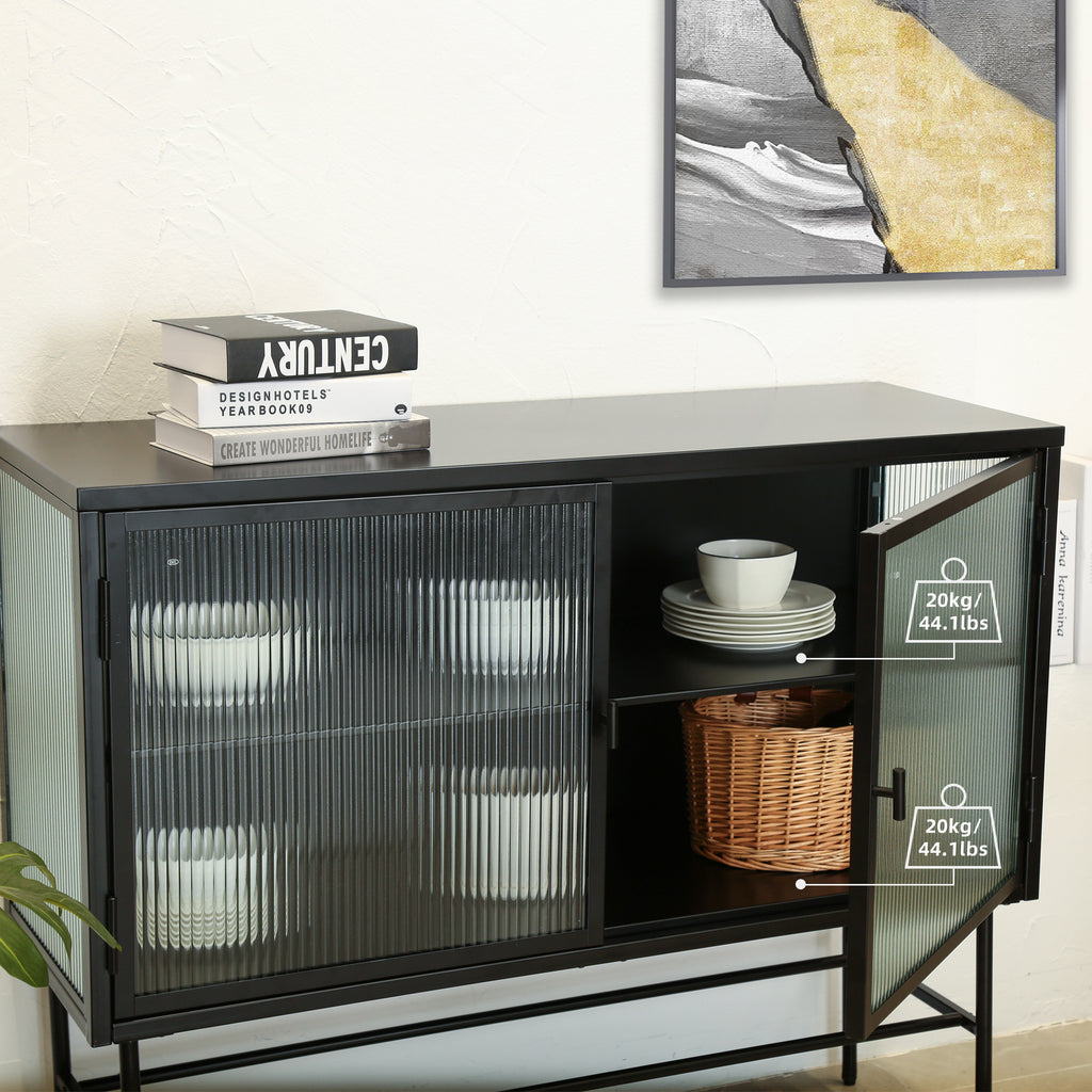 Leoglint Retro Style Console Table Simple Modern Sideboard Storage Cabinet  with Detachable Wide Shelves for Entryway Living Room Bathroom Dining Room BLACK