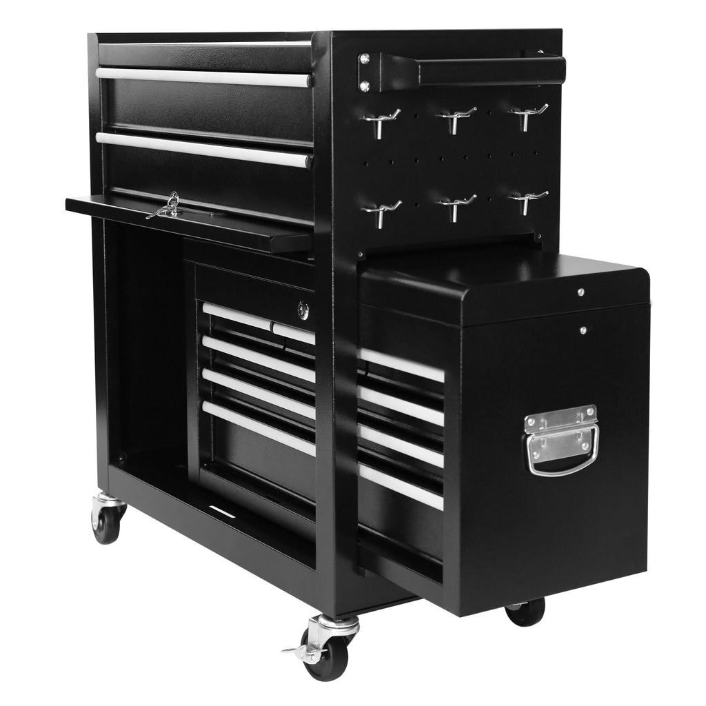 Leoglint 8-Drawer Rolling Tool Chest with Wheels, Large Tool Cabinet with Drawers, Mobile Steel Tool Storage Organizer with Lock&Liner for Warehouse, Workshop, Black