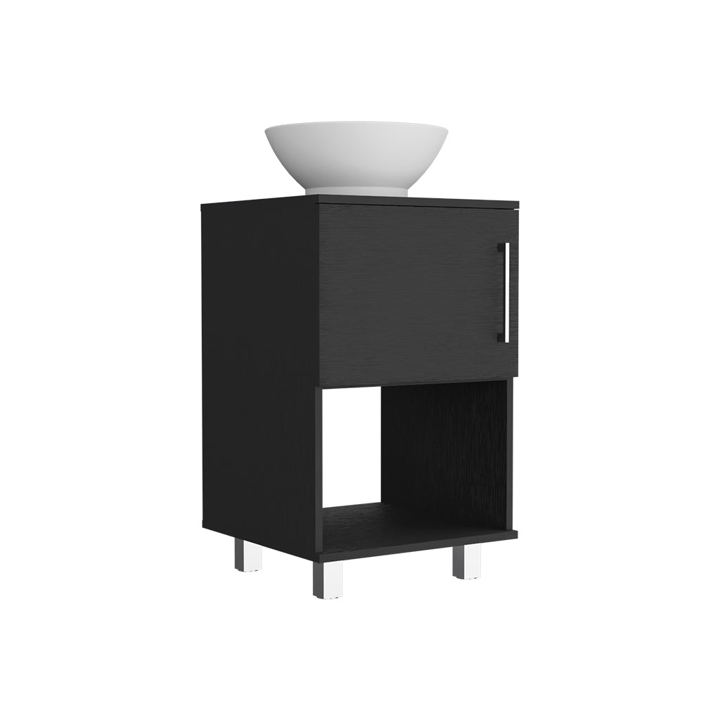 Leoglint Gouda 18" Single Bathroom Vanity, One Open Shelf, Single Door Cabinet -Black