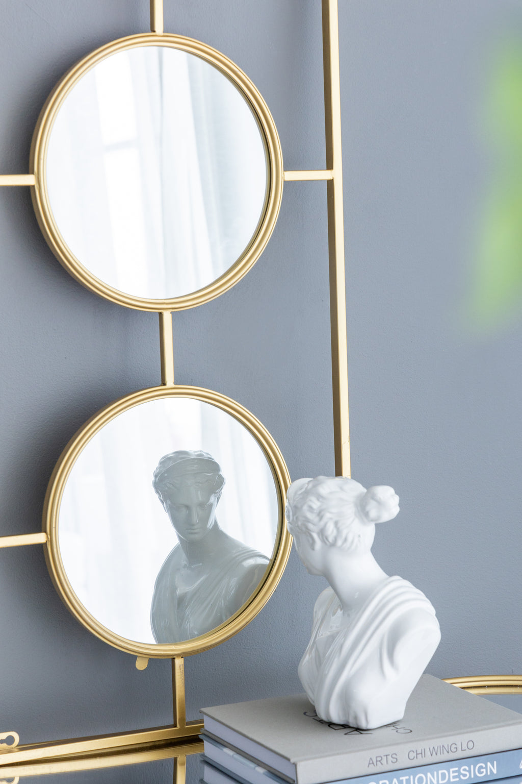 Leoglint 3 Mirror Piece Wall Mirror in Gold Rectangular Frame, Home Wall Decor for Bedroom Living Room, 43"x16"