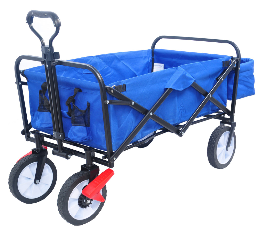 Leoglint Garden cart Folding Wagon Garden Shopping Beach Cart (Blue colour)