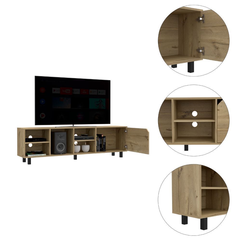 Leoglint Conquest Tv Stand for TV´s up 70", Four Open Shelves, Five Legs, Light Oak