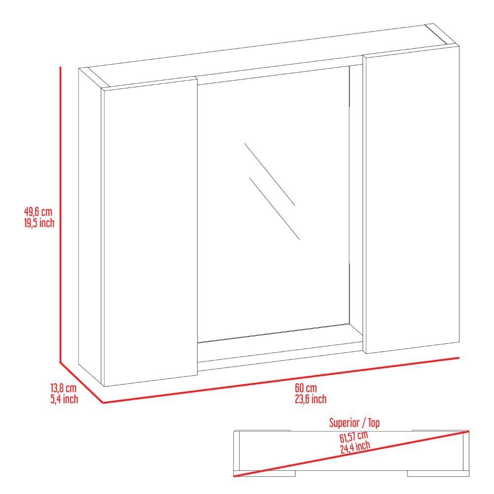 Leoglint Artemisa Medicine Cabinet, Double Door, Mirror, One External Shelf  -Light Gray