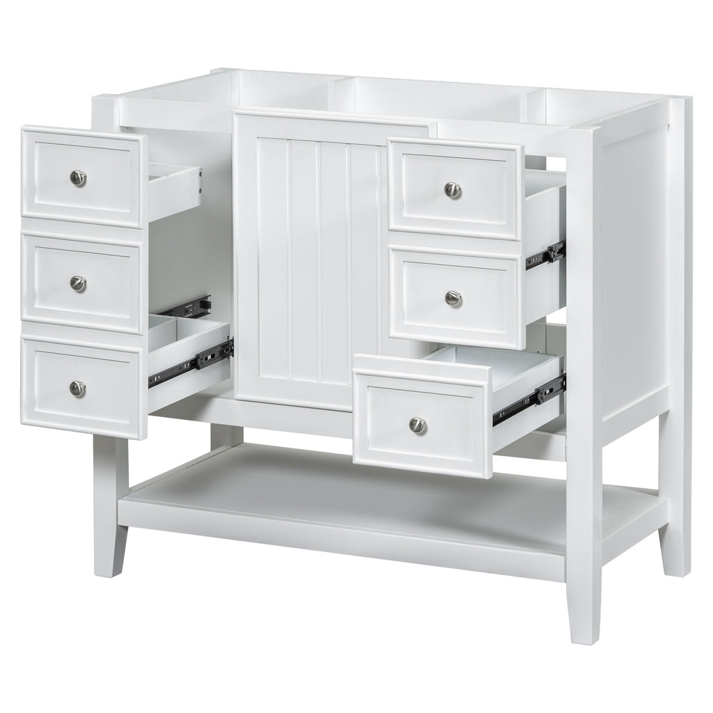 Leoglint 36" Bathroom Vanity without Sink, Cabinet Base Only, One Cabinet and three Drawers, White