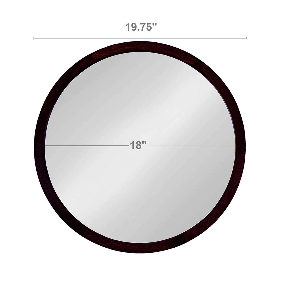 Leoglint 20" x 20" Circle Wall Mirror with Wooden Frame and Walnut Finish,Wall Mirror for Living Room Dining Room