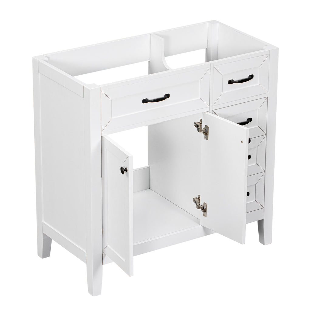 Leoglint 36" Bathroom Vanity without Sink, Cabinet Base Only, Bathroom Cabinet with Drawers, Solid Frame and MDF Board, White