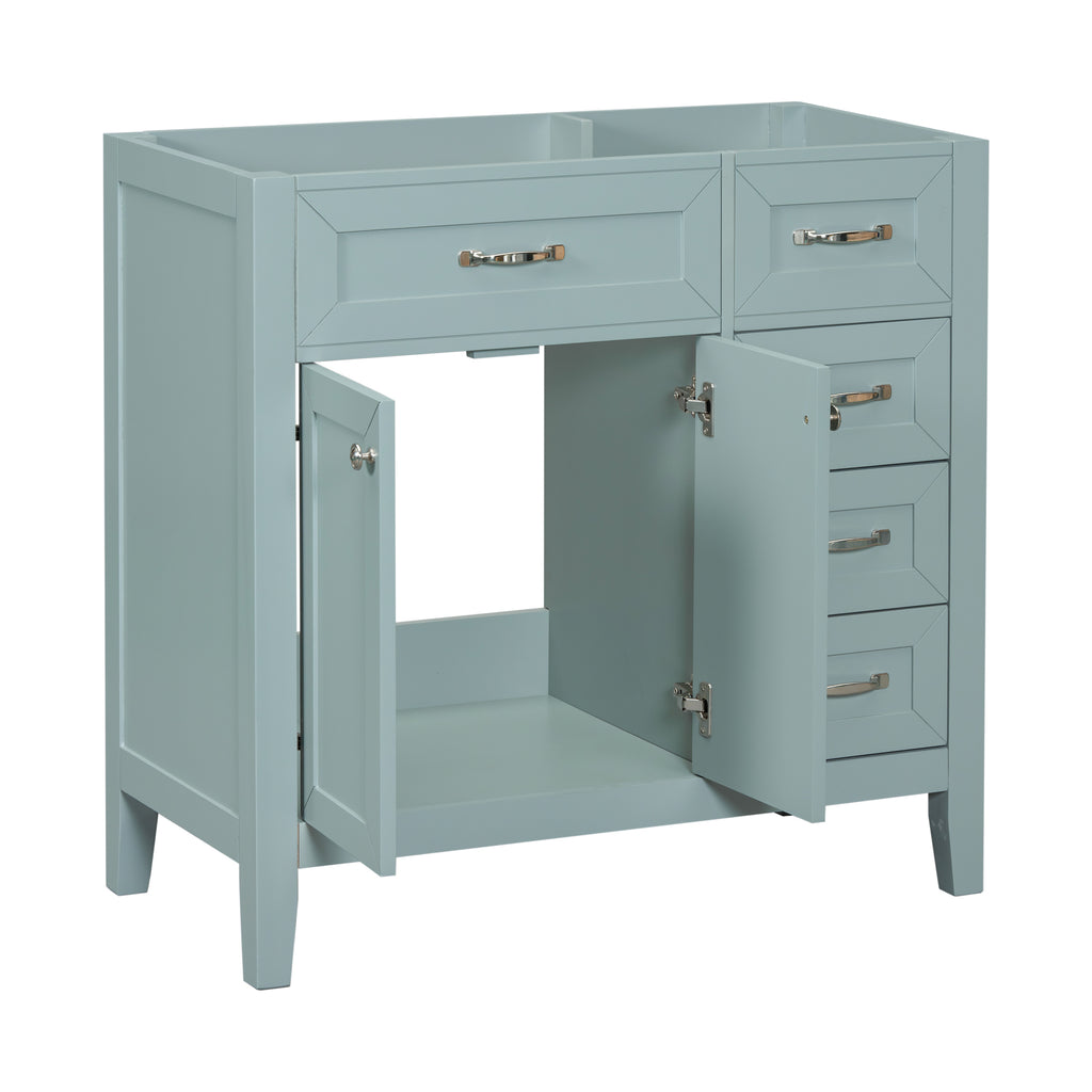 Leoglint 36" Bathroom Vanity without Sink, Cabinet Base Only, Bathroom Cabinet with Drawers, Solid Frame and MDF Board, Green