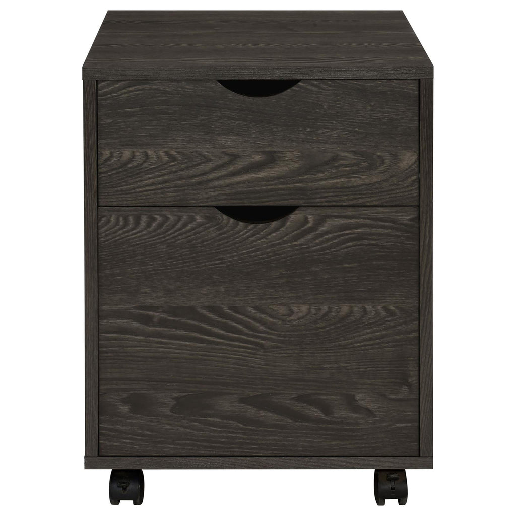 Leoglint Dark Oak 2-Drawer File Cabinet with Casters