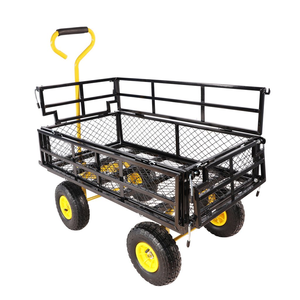 Leoglint Wagon Cart Garden cart trucks make it easier to transport firewood Yellow+Black