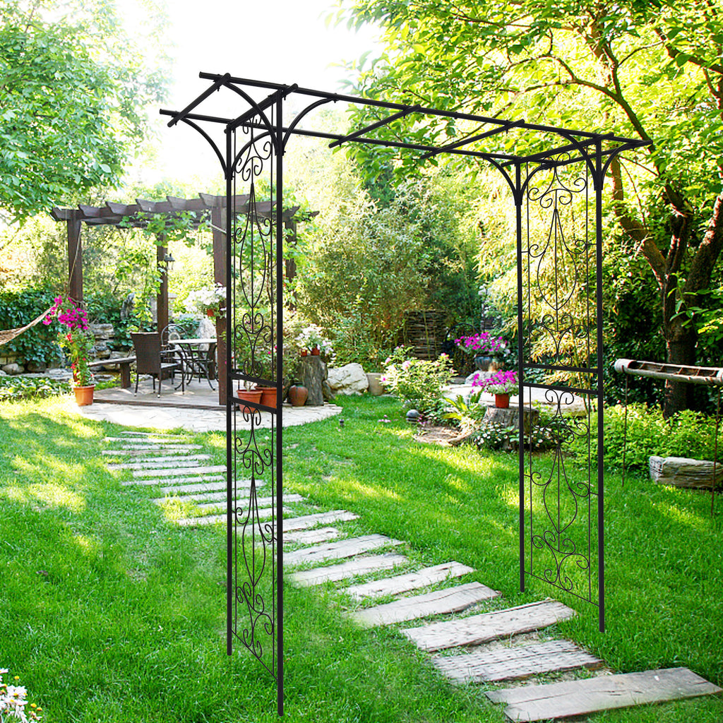 Leoglint Metal Garden Trellis L80.3'' x W20.47'' x H81.1'' Climbing Plants Support Rose Arch Outdoor Black