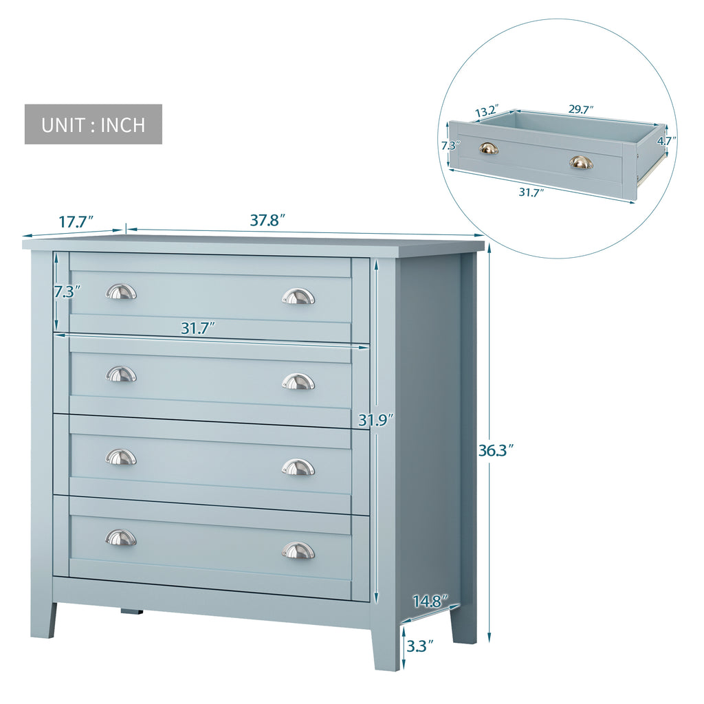 Leoglint Drawer DresserBAR CABINET side cabinet,buffet sideboard,buffet service counter,solid wood frame,plasticdoor panel,retro shell handle,applicable to dining room,living room,kitchen corridor,Grayish Blue