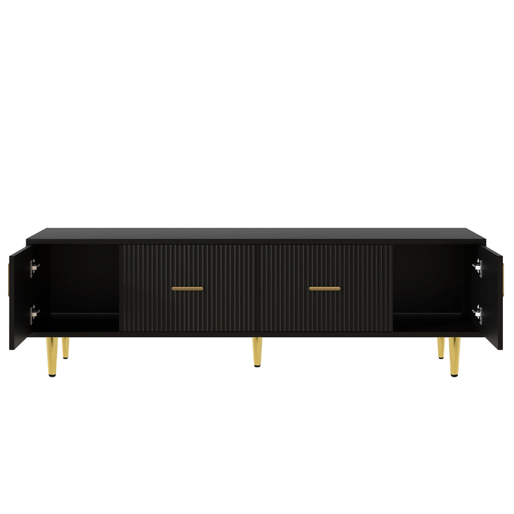 Leoglint U-Can Modern TV Stand with 5 Champagne Legs - Durable, Stylish and Spacious, TVs Up to 75''