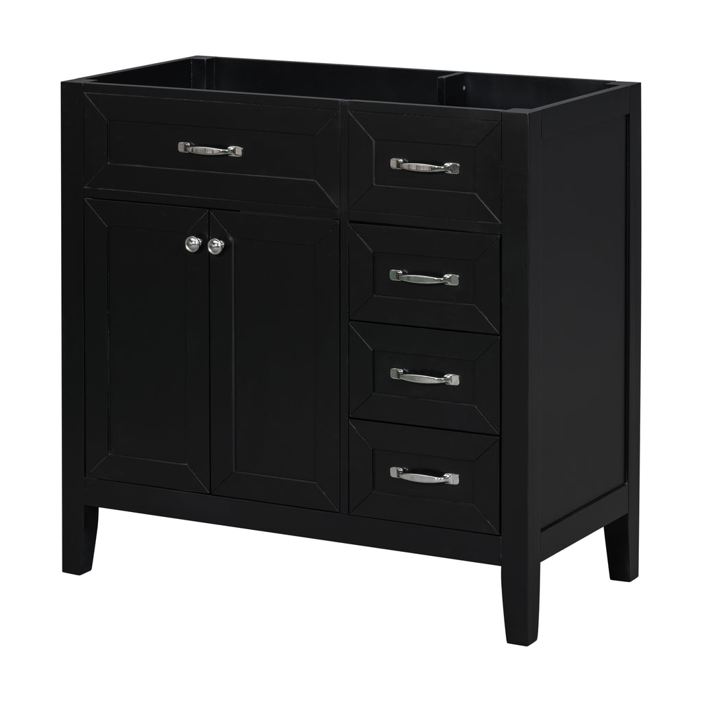 Leoglint 36" Bathroom Vanity without Sink, Cabinet Base Only, Bathroom Cabinet with Drawers, Solid Frame and MDF Board, Black