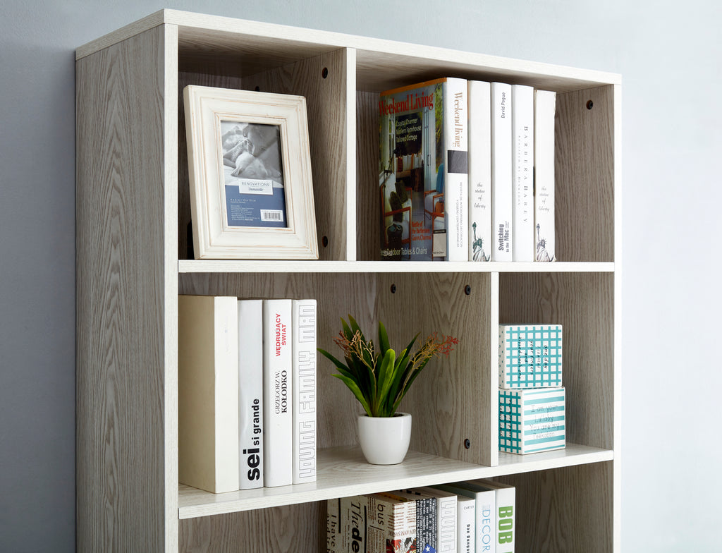 Leoglint Bookcase, Bookshelf with Doors, white