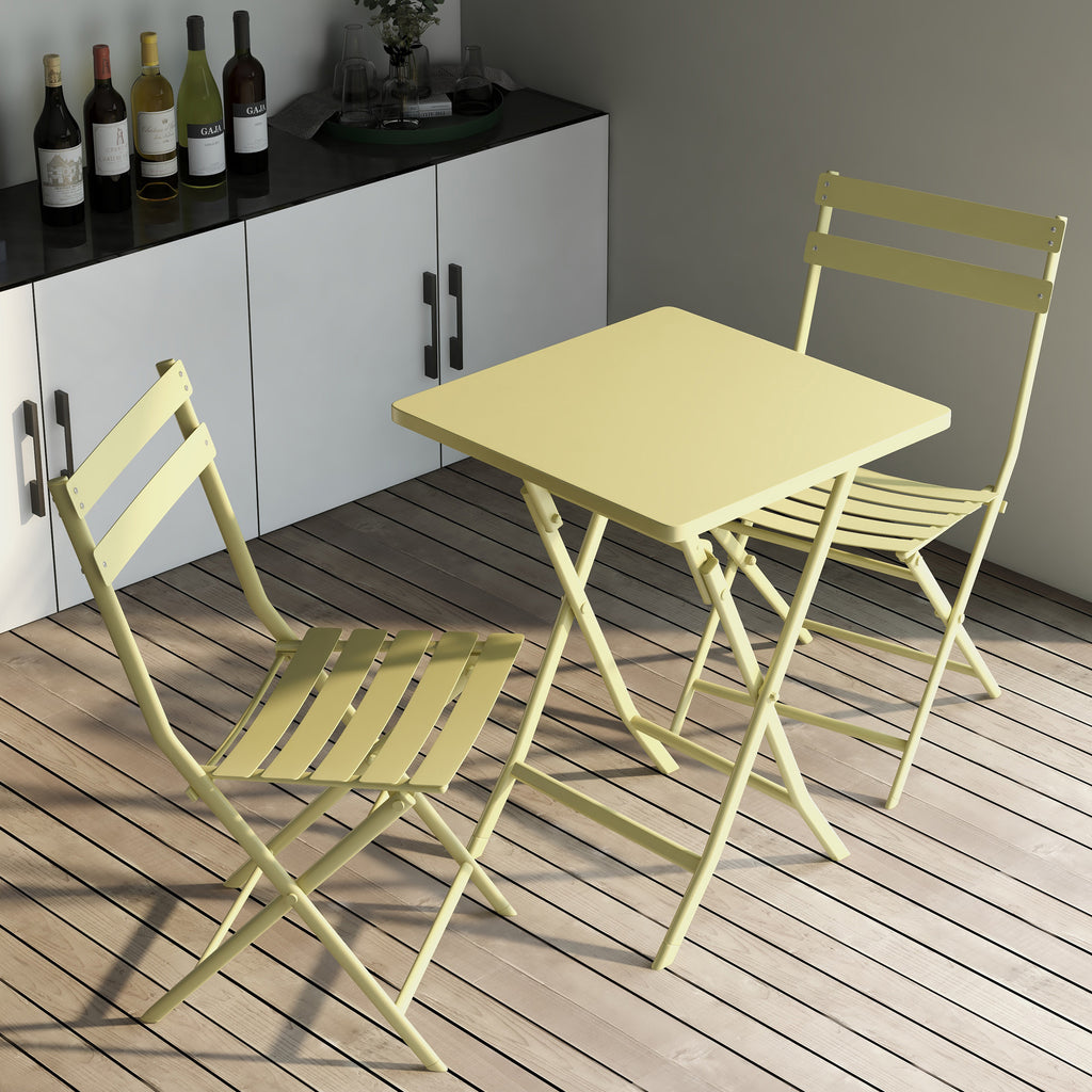 Leoglint 3 Piece Patio Bistro Set of Foldable Square Table and Chairs,Outdoor Chair, Yellow