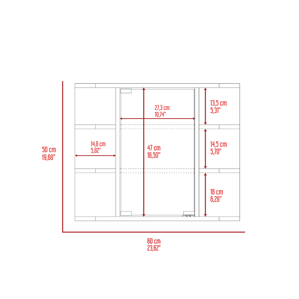 Leoglint Mirrored 19H" Medicine Cabinet, Six External Shelves, Three Interior Shelves, Light Gray