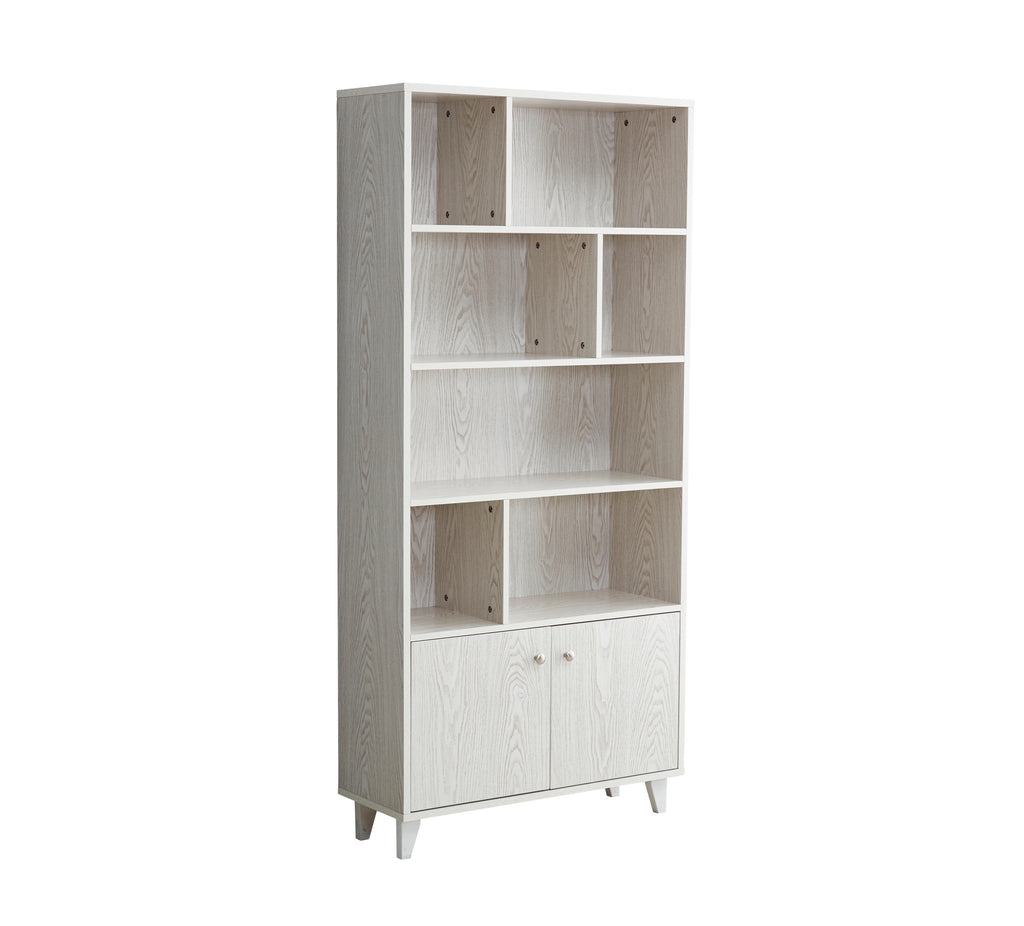 Leoglint Bookcase, Bookshelf with Doors, white