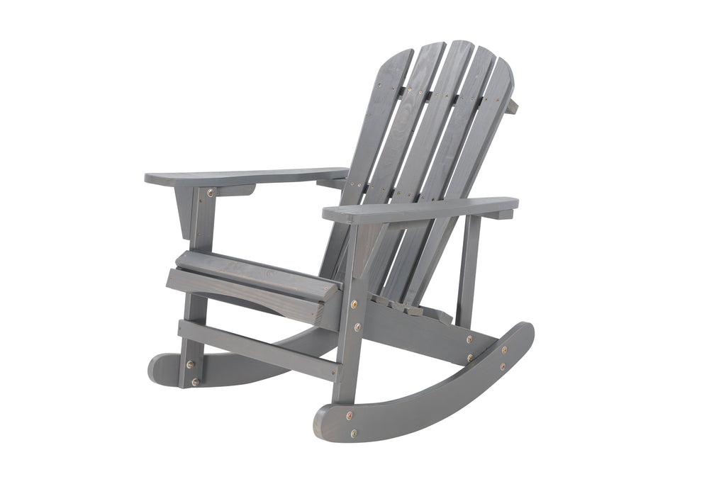 Leoglint Adirondack Rocking Outdoor Chair Solid Wood Chairs Finish Outdoor Furniture for Patio, Backyard, Garden - Gray