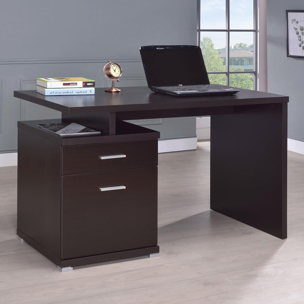 Leoglint Cappuccino 2-Drawer Reversible Office Desk